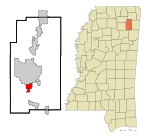 Lee County Mississippi Incorporated and Unincorporated areas Verona Highlighted